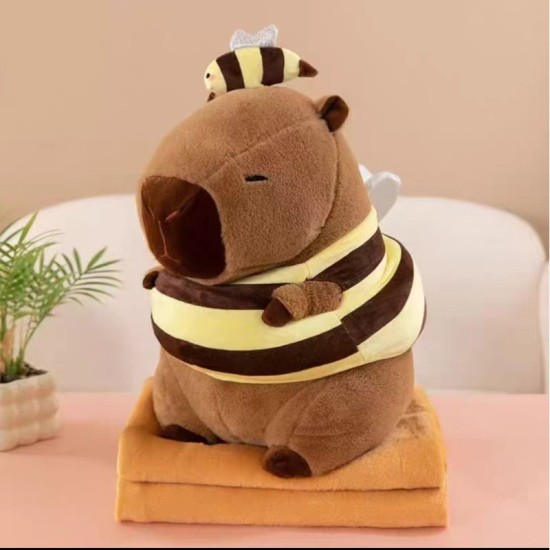 Capybara Plush Toy with Blanket 40cm - Капибара Пчела - Плюшевая игрушка с пледом