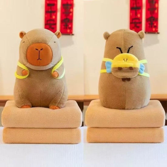 Capybara Plush Toy with Blanket 40cm - Капибара с пчелой - Плюшевая игрушка с пледом