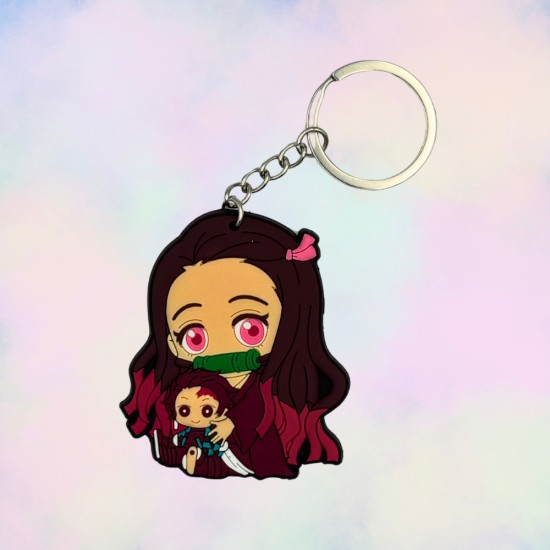 Demon Slayer Handmade Rubber Keychain - Nezuko Kamado - Gumijas atslēgu piekariņš