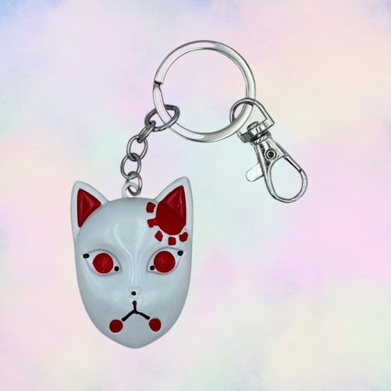 Demon Slayer Masks Explained Metal Keychain - Tanjiro Kitsune - Metāla atslēgu piekariņš
