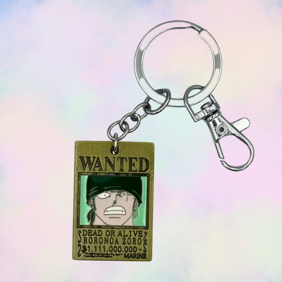 One Piece Metal Keychain - Wanted Roronoa Zoro - Metāla atslēgu piekariņš