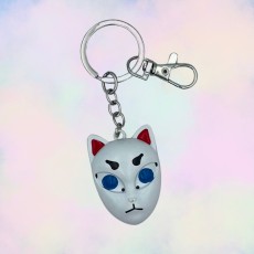 Demon Slayer Masks Explained Metal Keychain - Tomioka Kitsune