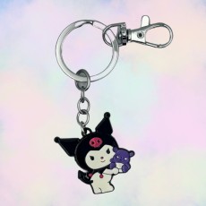 Hello Kitty Metal Keychain - Kuromi - Metāla atslēgu piekariņš