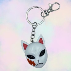Demon Slayer Masks Explained Metal Keychain - Sabito Kitsune