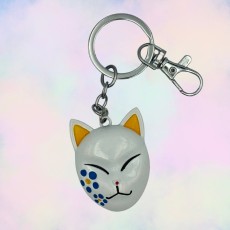 Demon Slayer Masks Explained Metal Keychain - Makomo Kitsune
