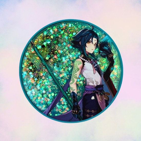 Genshin Impact Acrylic Collectible Token with Glitter - Design 5 - Akrila kolekcijas žetons ar spīdumiem