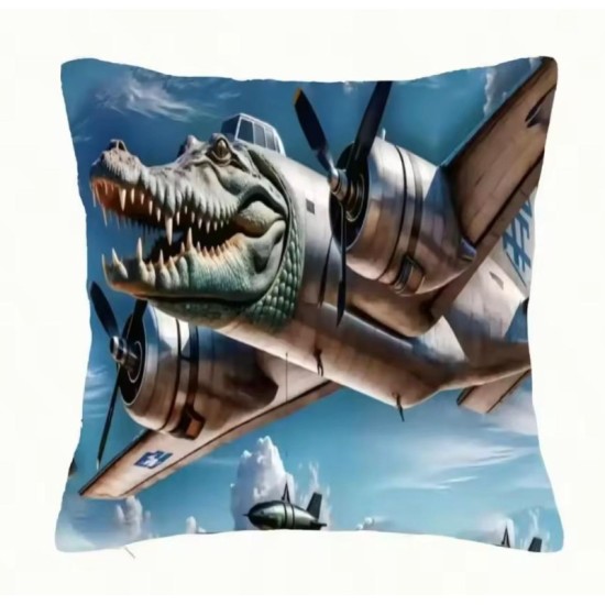 Italian Brainrot / AI Italian Animals Cute pillow Cushion 35 x 35cm - Bombardiro Crocodilo - Dekoratīvais spilvens