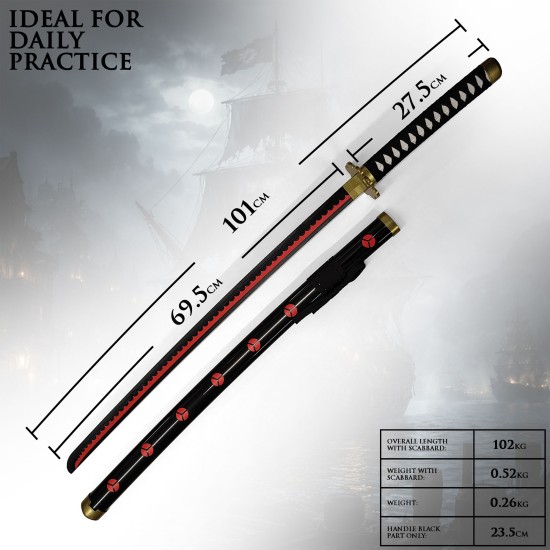 One Piece Wooden Katana with Sheath and Stand Zoro's Shuusui Sword 101cm - Koka Katana ar Makstu un Statīvu (Zobens)