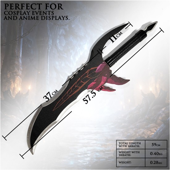 Solo Leveling Bamboo Katana with Scabbard Kasaka’s Venom Fang, Sung Jinwoo’s Dagger Sword 57,5cm - Bambusa Katana ar Makstu (Zobens)