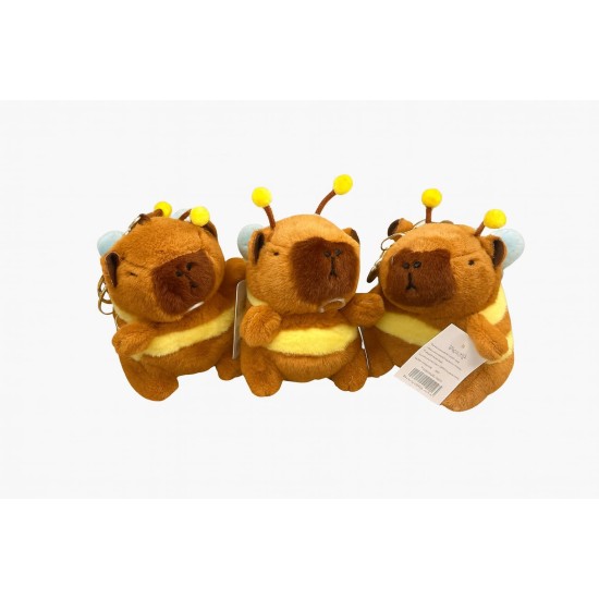 Capybara Backpack Plush Keychain 11cm - Bee Капибара - Плюшевый брелок для ключей