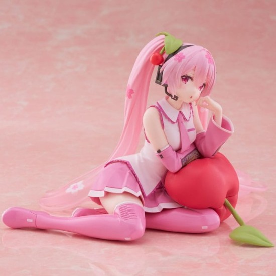 Taito Prize Hatsune Desktop Cute Ver. Cherry Cushion Figure 13cm - Sakura Miku - Plastmasas figūriņa