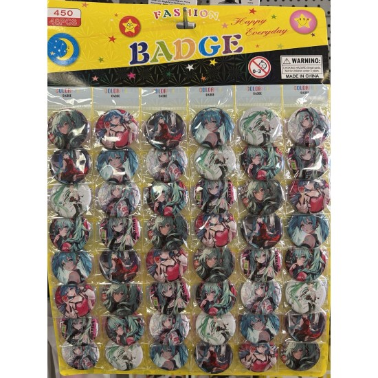 Hatsune Miku Assorted Pin Badge 42mm (1 pcs.) - Piespraude