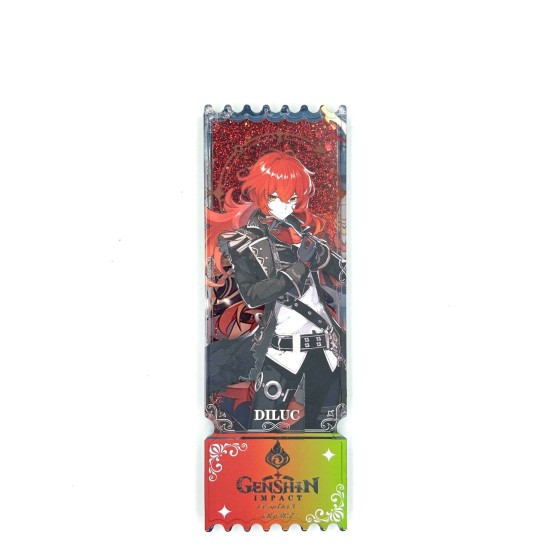 Genshin Impact Acrylic Bookmark with Hero 18 x 6cm - Diluc - Akrila grāmatzīme