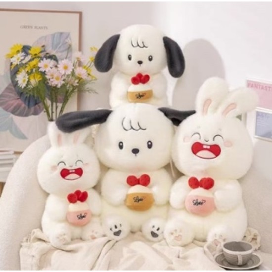 Kawaii Animal Puppy with Black Ears Plush Toy 45cm
