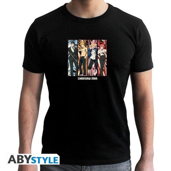 ABYstyle Chainsaw Man T-shirt - S izmērs / Melns - Vīriešu kokvilnas T-krekls