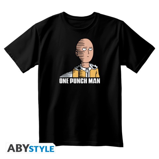 ABYstyle One-Punch Man Saitama Fun T-shirt - M izmērs / Melns - Vīriešu kokvilnas T-krekls