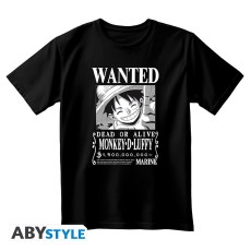 ABYstyle One Piece Wanted Luffy BW T-shirt - XL size / Black - Unisex cotton T-shirt