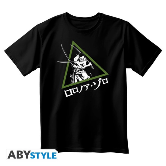 ABYstyle One Piece Roronoa Zoro T-shirt - M izmērs / Melns - Uniseks kokvilnas T-krekls