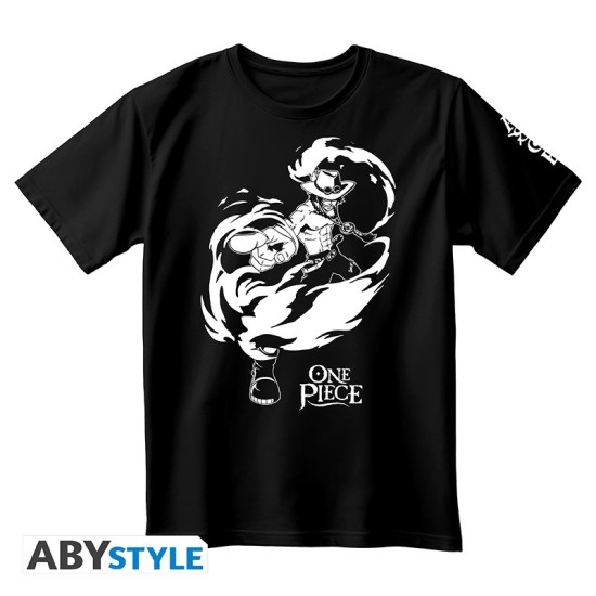 ABYstyle One Piece Portgas D. Ace T-shirt - L size / Black - Unisex cotton T-shirt