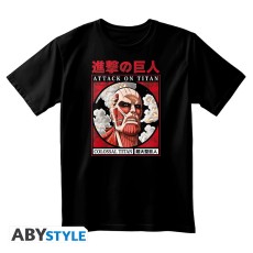 ABYstyle Attack on Titan Colossal Titan T-shirt - XS izmērs / Melns - Vīriešu kokvilnas T-krekls