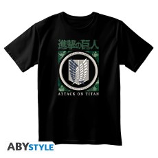 ABYstyle Attack on Titan Scout Legion T-shirt - S izmērs / Melns - Vīriešu kokvilnas T-krekls
