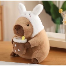 Capybara Plush Toy 18cm - Brūns Kapibara ar Truša Cepurīti - Plīša rotaļlieta