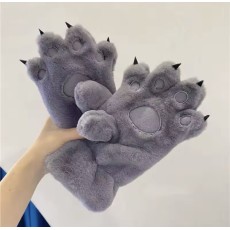 Kawaii Style Warm Bear Paw Mittens for Teenagers - Серые - Теплые варежки для подростков - медвежьи лапки 