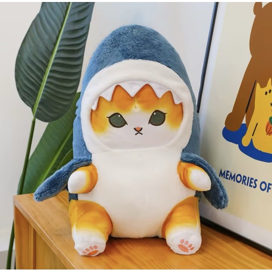 Mofusand Cat Shark Plush Toy 30cm - Kaķis Haizivs - Plīša rotaļlieta