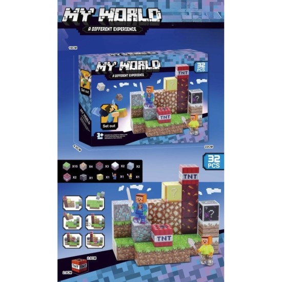 Minecraft Magnetic Blocks - My World - 32psc. - Магнитные блоки / конструктор