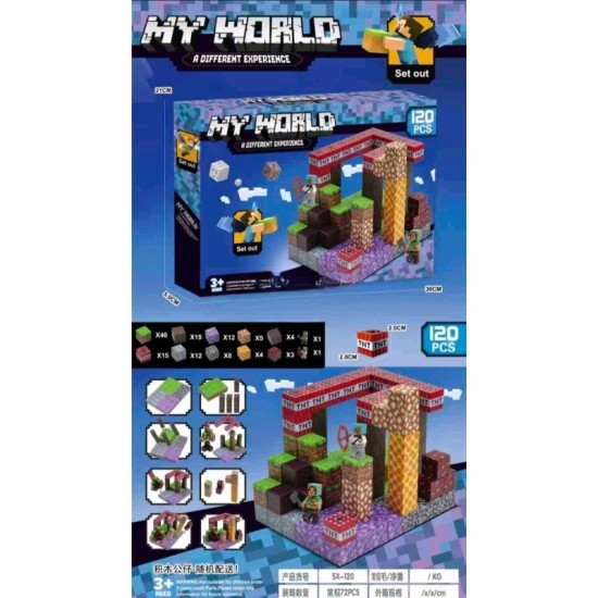 Minecraft Magnetic Blocks - My World - 120 pcs. - Magnētiskie bloki / konstruktors