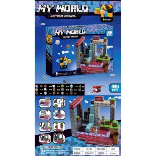 Minecraft Magnetic Blocks - My World - 184 pcs. - Magnētiskie bloki / konstruktors