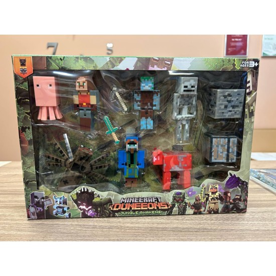 Minecraft Dungeons: Jungle Awakens V3 - Plastmasas figūriņu komplekts (9 gab.)