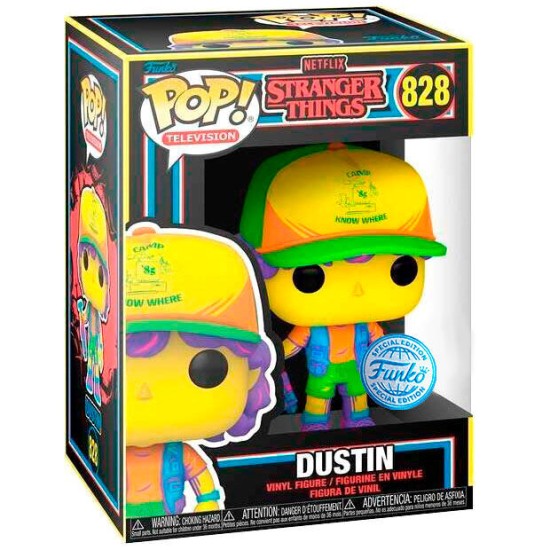 Funko POP! Stranger Things Figure 9cm - Dustin in Beef Black Light Exclusive (828) - Vinila figūriņa