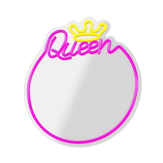 Forever Decorative Mirror Neon LED Light 36 x 32 x 2 cm (USB Plug) - Queen
