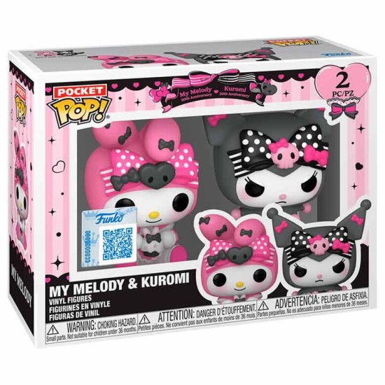 Funko Pocket POP! Hello Kitty 2 Pack Figure 4cm - My Melody & Kuromi Exclusive - Vinila figūriņa