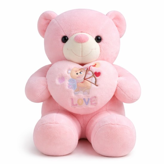 Teddy Bear Plush Toy with Heart 120cm - Rozā - Plīša rotaļlieta