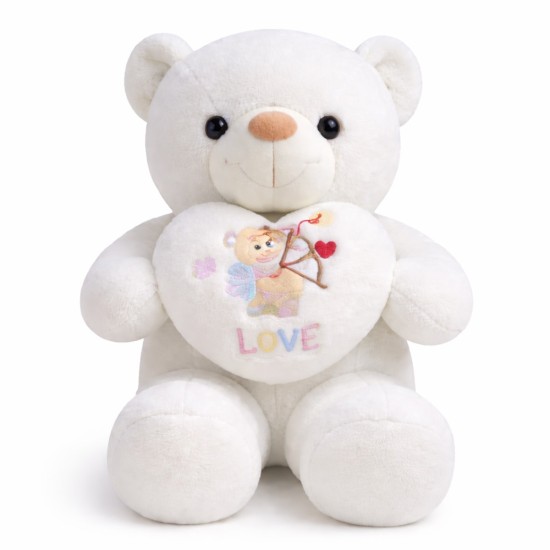 Teddy Bear Plush Toy with Heart 120cm - Balts - Plīša rotaļlieta