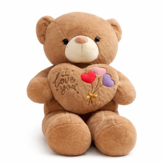 Teddy Bear Plush Toy with Heart 120cm - Brūns - Plīša rotaļlieta