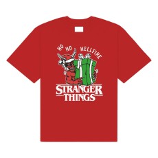 In Brands Stranger Things Ho Ho Hellfire T-shirt - M size / Red - Men's cotton T-shirt