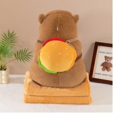 Capybara Plush Toy with Blanket 40cm - Capybara with backpack-burger