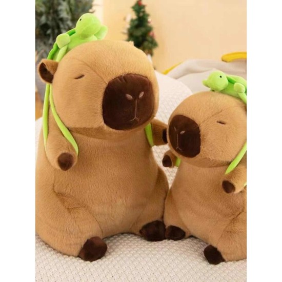 Capybara Plush Toy 40cm - Brown with Turtle Backpack - Plush toy