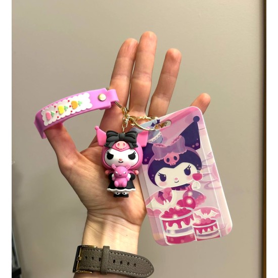 3D Silicone Keychain with Card Holder - Hello Kitty Design 2 - Silikona atslēgu piekariņš ar karšu turētāju