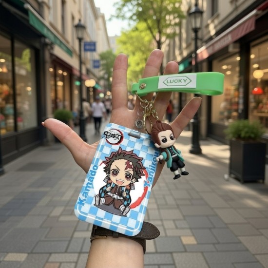 3D Silicone Keychain with Card Holder - Demon Slayer Design 5- Силиконовый брелок для ключей с держателем для карточки