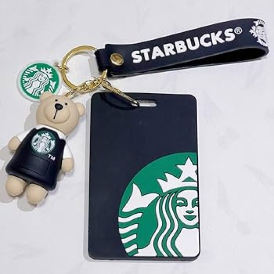 3D Silicone Keychain with Card Holder - Starbucks Design 2 - Silikona atslēgu piekariņš ar karšu turētāju