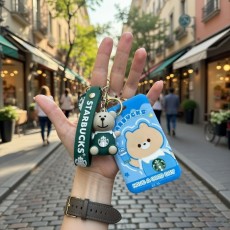 3D Silicone Keychain with Card Holder - Starbucks Design 3 - Silikona atslēgu piekariņš ar karšu turētāju