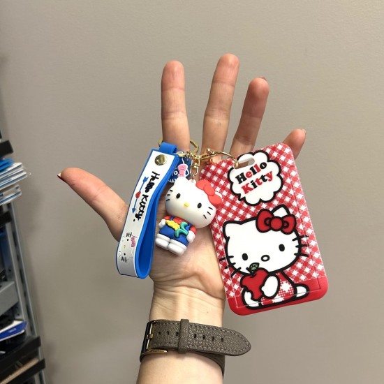 3D Silicone Keychain with Card Holder - Hello Kitty Design 4 - Silikona atslēgu piekariņš ar karšu turētāju