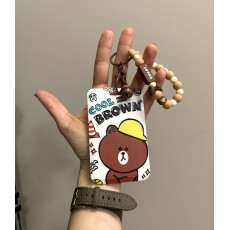 3D Silicone Keychain with Card Holder - BT21 - Line Friends - Cool Brown - Silikona atslēgu piekariņš ar karšu turētāju