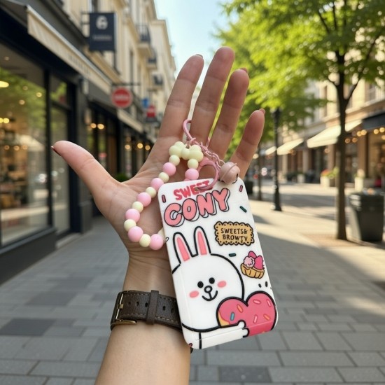 3D Silicone Keychain with Card Holder - BT21 - Line Friends - Sweet Cony - Brown