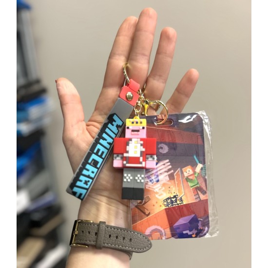 3D Silicone Keychain with Card Holder - Minecraft Design 13 - Silikona atslēgu piekariņš ar karšu turētāju