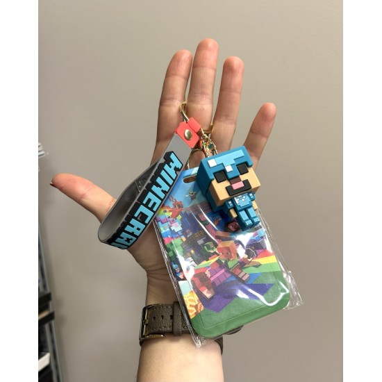 3D Silicone Keychain with Card Holder - Minecraft Design 14 - Silikona atslēgu piekariņš ar karšu turētāju